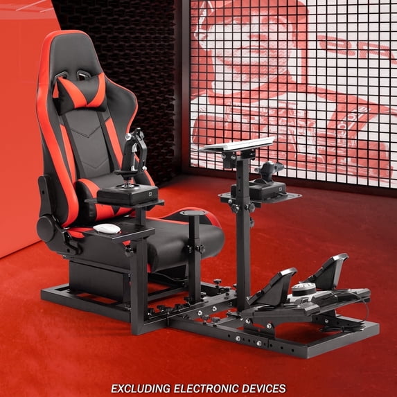 Supllueer Flight Racing Simulator Cockpit With Comfortable Red Seat Fits For Logitech G920 G923 Thrustmaster Fanatec.Excluding electronic devices