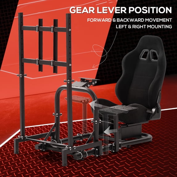 Supllueer Gaming Racing Simulator Cockpit With Black Seat & Monitor Mount Fit Logitech Thrustmaster T248 T300.Excluding electronic devices