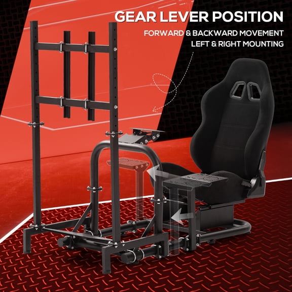 Supllueer Gaming Racing Simulator Cockpit With Black Seat & Monitor Mount Fit Logitech Thrustmaster T248 T300.Excluding electronic devices