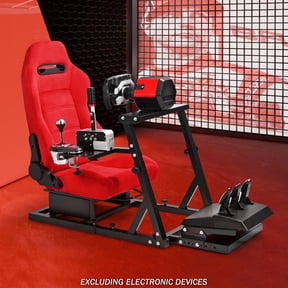 Supllueer Racing Sim Cockpit With Red Suede Seat Fits Logitech G29 G920 G923