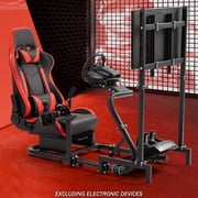 Supllueer Racing Simulator Cockpit With Monitor Mount And Red Seat Fit Logitech G29 G920 Thrustmaster T300 Fanatec.Excluding electronic devices