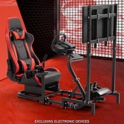 Supllueer Racing Simulator Cockpit With Monitor Mount And Red Seat Fits Logitech G29 G920 Thrustmaster T300 Fanatec.Excluding electronic devices