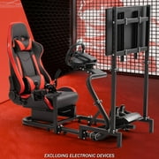 Supllueer Racing Sim Cockpit with TV Mount Seat Fit Logitech G29 G923 G920 Thrustmaster T300 Fanatec