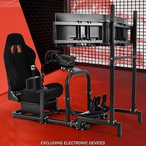 Supllueer Racing Simulator Cockpit With Triple Monitor Stand & Black Seat Fits Logitech G923 G920 Thrustmaster T300 Fanatec.Excluding electronic devices