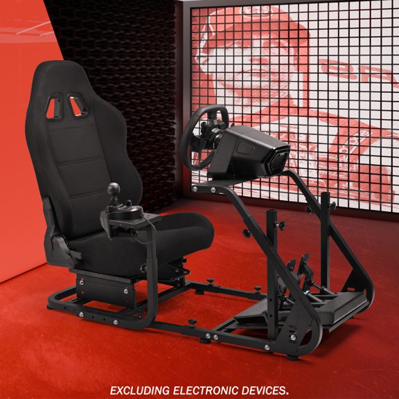 Supllueer Racing Simulator Cockpit Adjustable With Black Seat Fits For Logitech G923 G920 Thrustmaster T-GT T248x T80.Excluding electronic devices
