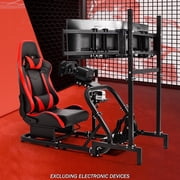 Supllueer Racing Simulator Cockpit Stand With Triple Monitor Stand & Red Seat Fits Logitech G920 G923 Fanatec.Excluding electronic devices