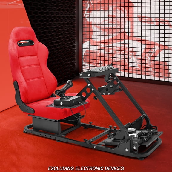 Supllueer Racing Simulator Cockpit With Red Suede Seat Fits For Logitech G923 Thrustmaster.Excluding electronic devices