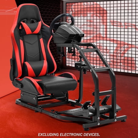 Supllueer Racing Simulator Cockpit With Gaming Adjustable Red Seat Fits For Logitech G920 G923 Thrustmaster T248 Fanatec.Excluding electronic devices