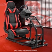 Supllueer Racing Simulator Cockpit With Gaming Adjustable Red Seat Fits For Logitech G920 G923 Thrustmaster T248 Fanatec.Excluding electronic devices