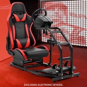 Supllueer Racing Simulator Cockpit With Gaming Adjustable Red Seat Fits Logitech G920 G923 Thrustmaster T248 Fanatec.Excluding electronic devices