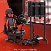 Supllueer Racing Simulator Cockpit with Monitor Stand & Seat Fits Thrustmaster Logitech G920 Fanatec. Excluding Electronic Devices