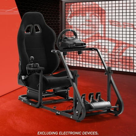 Supllueer Racing Simulator Cockpit with Seat Mountable Monitor Stand Fit Logitech Thrustmaster T300