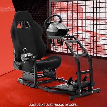 Supllueer Racing Simulator Cockpit With Comfortable Black Seat Fits Logitech G920 G923 Thrustmaster Fanatec.Excluding electronic devices