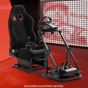 Supllueer Racing Simulator Cockpit Stand With Comfortable Black Seat Fits For Logitech Thrustmaster Fanatec.Excluding electronic devices