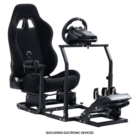 Supllueer Racing Simulator Cockpit Stable Adjustable With Comfortable Black Seat Fit Logitech G29 G920 Thrustmaster.Excluding electronic devices