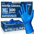 Supmedic Blue Nitrile Exam Gloves, 5 mil PowderFree LatexFree Food Safe Disposable Medical