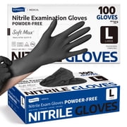 Supmedic Nitrile Exam Gloves, 3.5 mil Black Disposable Medical Glove Powder-Free Latex-Free Food Safe, 100 Pcs (Large)