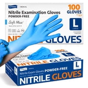 Supmedic Nitrile Exam Gloves, 3.5 mil Blue Disposable Medical Glove Powder-Free Latex-Free Food Safe, 100 Pcs Large