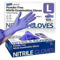 Supmedic Nitrile Exam Gloves, 3.5 mil Disposable Medical Glove Powder-Free Latex-Free Food Safe, 100 Pcs (Blue Violet Large)
