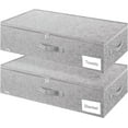 thumbnail image 1 of Supowin Under Bed Storage, 2 Pack Underbed Storage Containers with Lid, Foldable Clothes Storage Drawer with Three Handles and Antirust Metal Zipper, Under the Bed Storage Bags 24x 15.4 x 6inch, Grey, 1 of 7