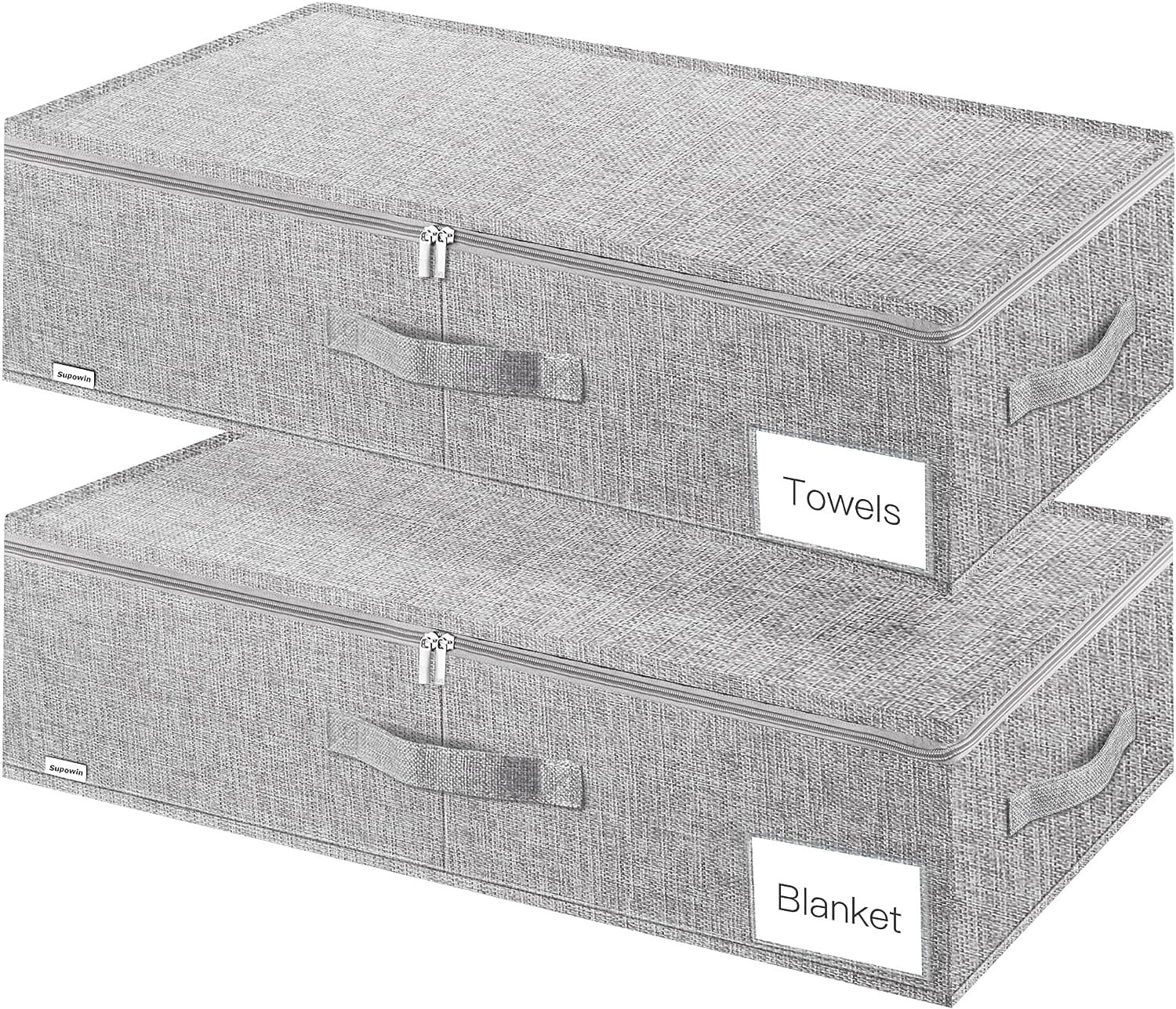 Supowin Under Bed Storage, 2 Pack Underbed Storage Containers with Lid, Foldable Clothes Storage