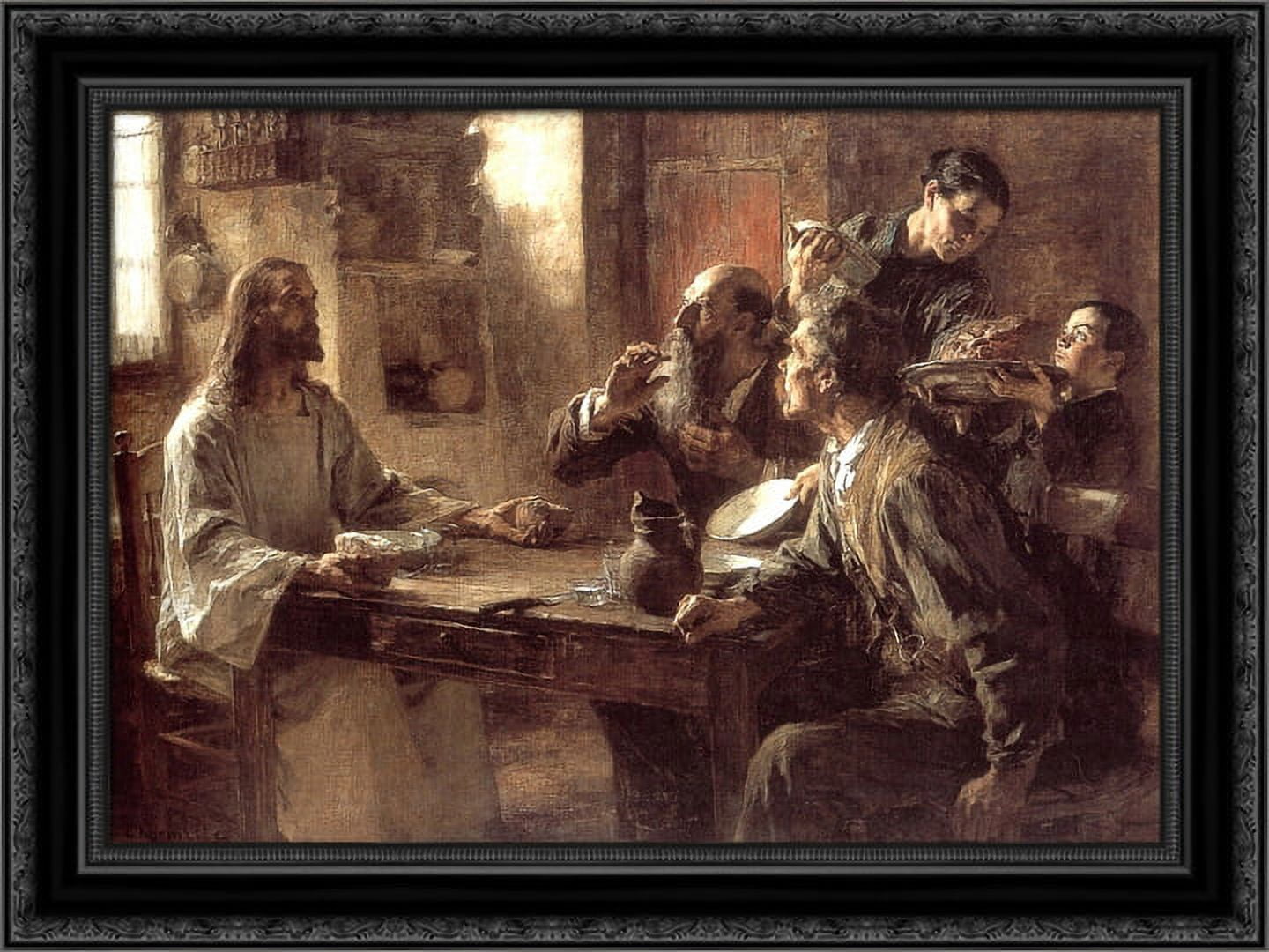 Supper at Emmaus 24x19 Black Ornate Wood Framed Canvas Art by L ...