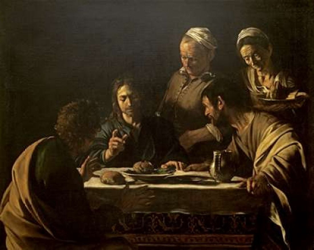 Supper at Emmaus Canvas Art - Caravaggio (24 x 30)