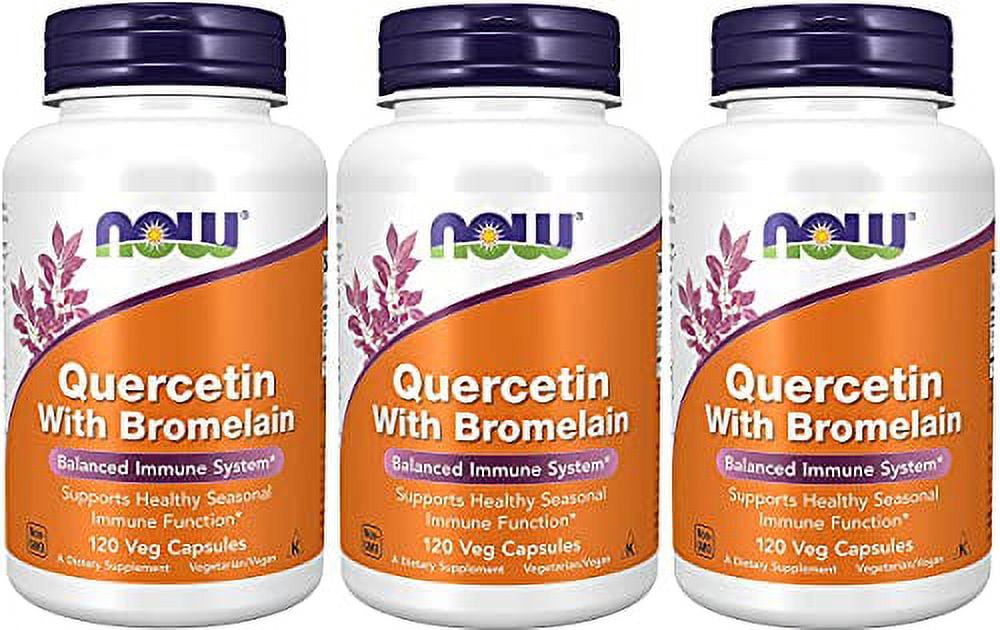 Supplements Quercetin with Bromelain Balanced Immune System, Pineapple, 120 Veg Capsules 3 Pack (120 Count)