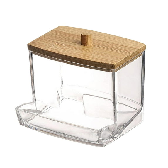 Supplies Clear Acrylic Paper Clip Holder Dispenser Storage Organizer with Wood Lid for Desk Toothpick Container