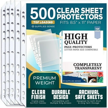 Supplies Sense 8.5 x 11 Sheet Protectors, 500 Premium Clear Plastic Page Protectors