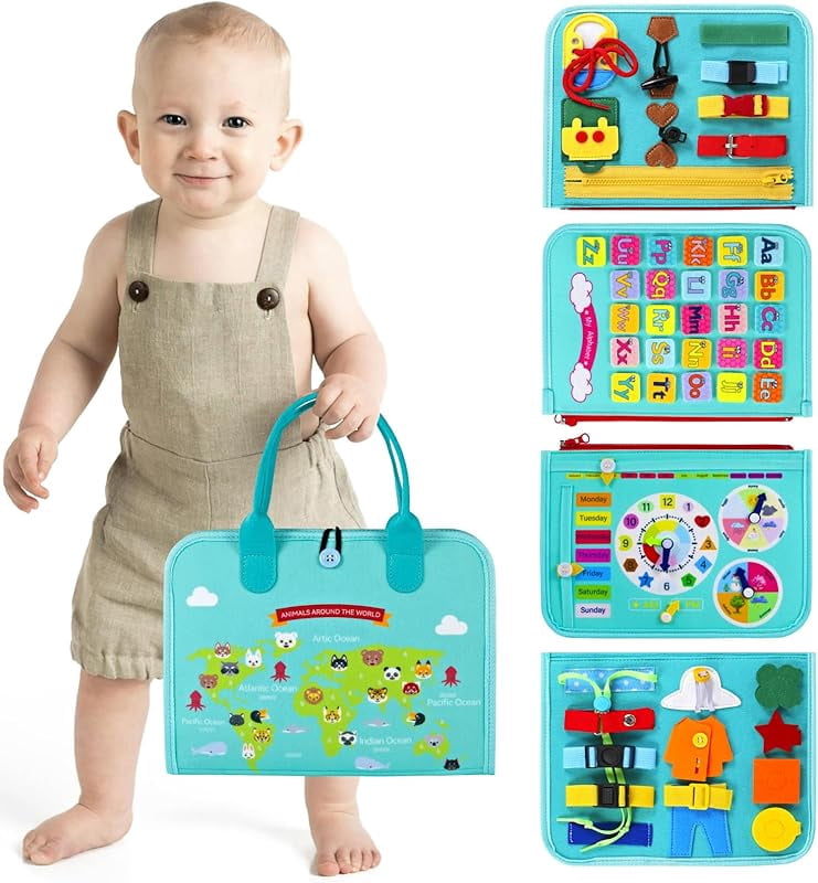 Supplim Busy Board Montessori Toy for Toddlers 1 2 3 4 5 Years Old ...