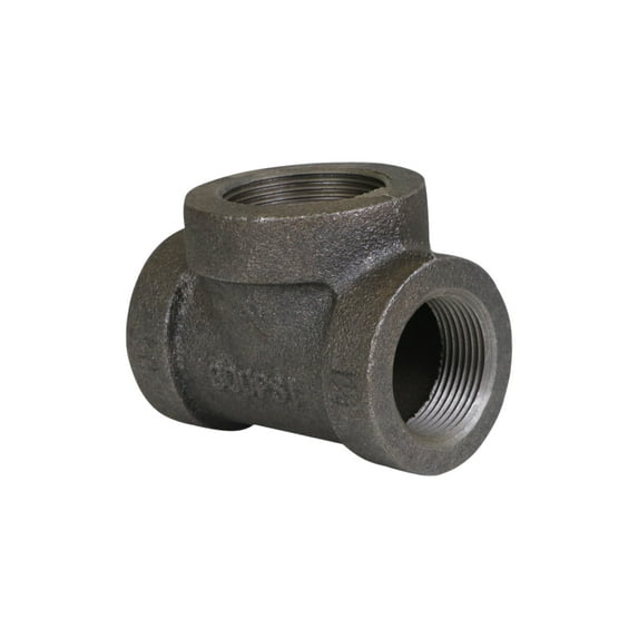 Supply Giant 1-1/2" x 1-1/4" x 2" BLack Pipe Fitting Reducing Tee Cast Iron