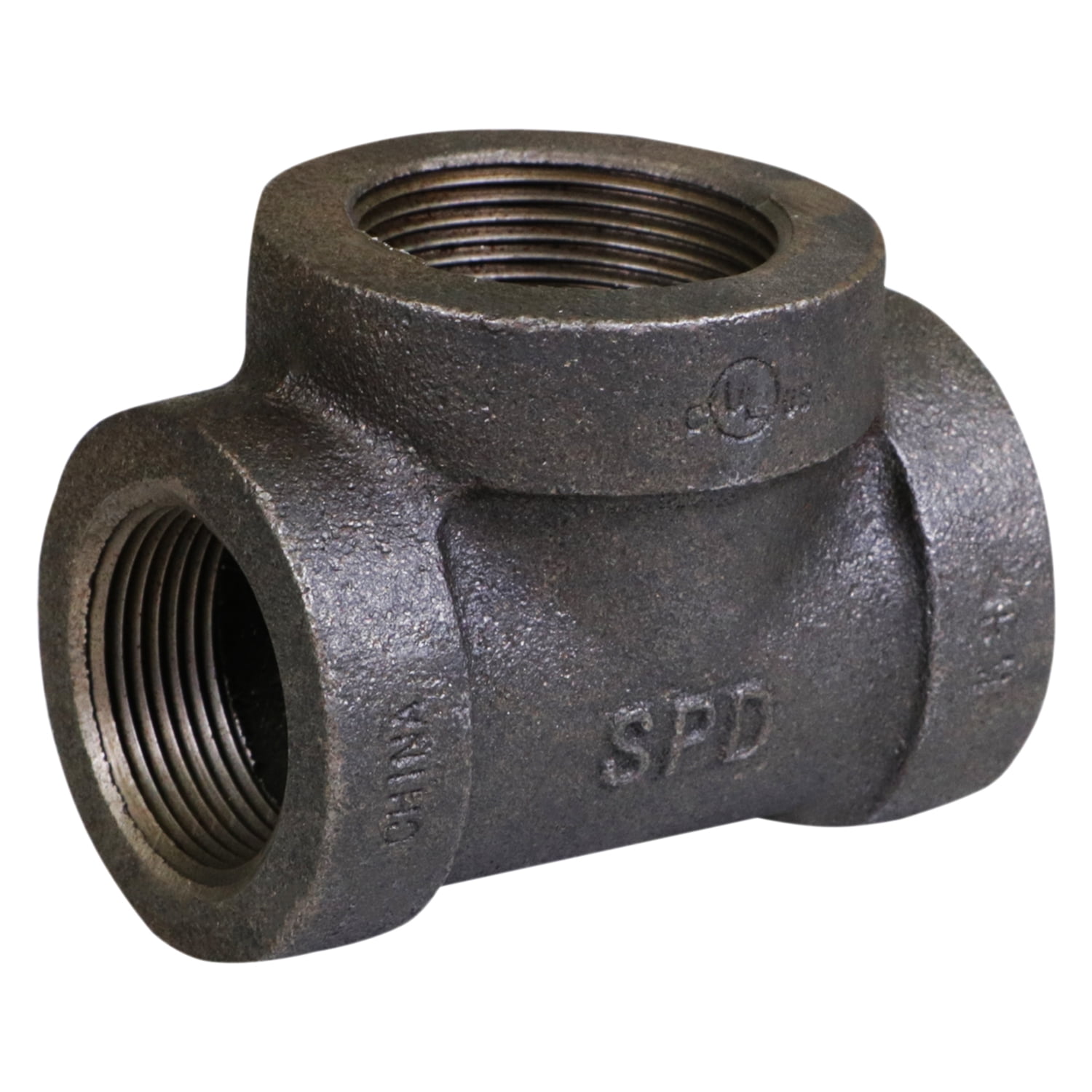 Supply Giant 1-1/4" x 1-1/4" x 1-1/2" BLack Pipe Fitting Reducing Tee Cast Iron