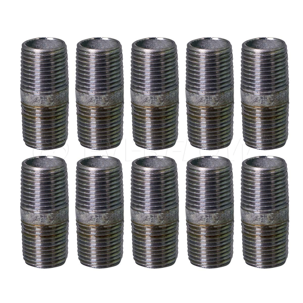 Supply Giant 1/2" x 2", Steel Pipe, pre cut Industrial Pipe, Threaded Pipe Nipples and Fittings, Build Vintage DIY Furniture, Galvanized (Pack Of 10)