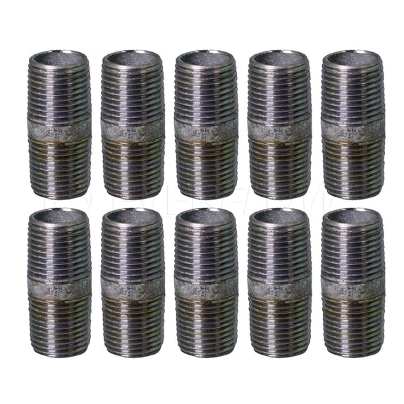 Supply Giant 1/2" x 2", Steel Pipe, pre cut Industrial Pipe, Threaded Pipe Nipples and Fittings, Build Vintage DIY Furniture, Galvanized (Pack Of 10)
