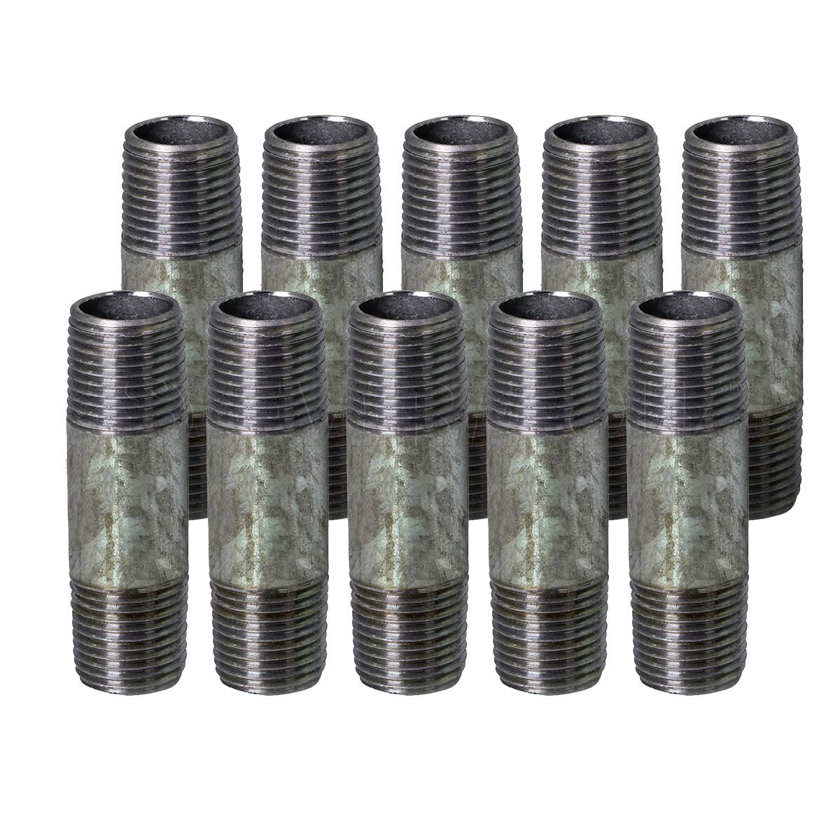 Supply Giant 1/4" x 5", Steel Pipe, pre cut Industrial Pipe, Threaded Pipe Nipples and Fittings, Build Vintage DIY Furniture, Galvanized (Pack Of 10)