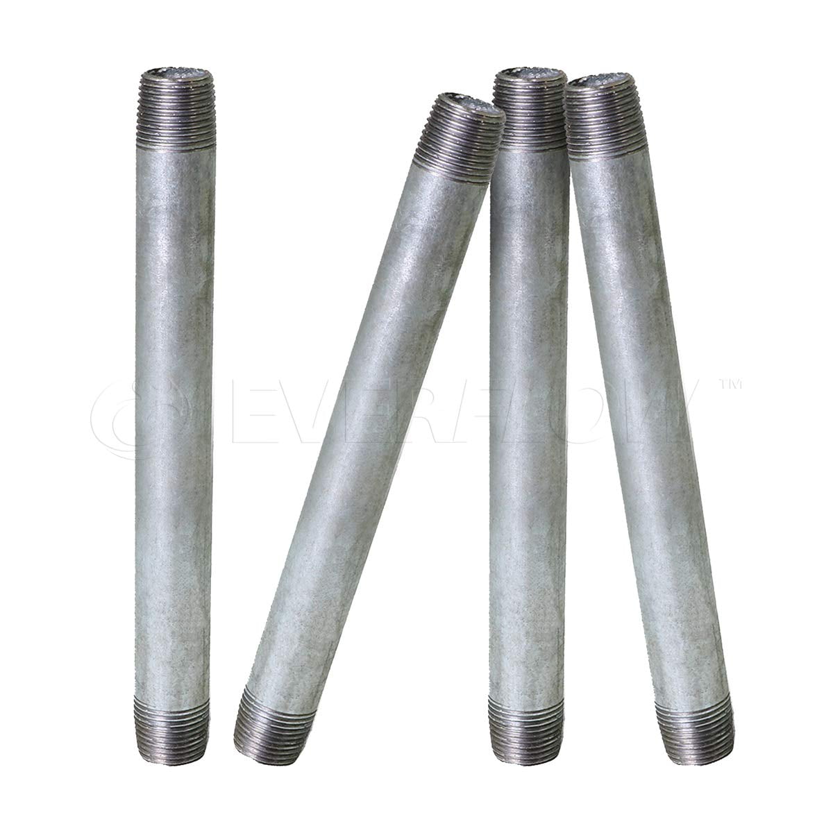 Supply Giant 1/8" x 12" Steel Pipe, pre cut Industrial Pipe, Threaded Pipe Nipples and Fittings, Build Vintage DIY Furniture, Galvanized (Pack Of 4)