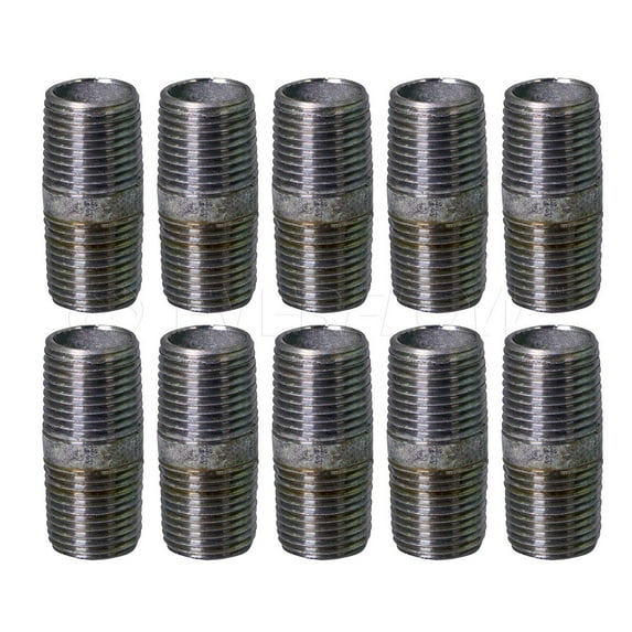 Supply Giant 1/8" x 4" Steel Pipe, pre cut Industrial Pipe, Threaded Pipe Nipples and Fittings, Build Vintage DIY Furniture, Galvanized (Pack Of 10)