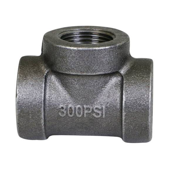 Supply Giant 2-1/2" Black Pipe Fitting Tee for Industrial Piping or DIY Projects, Cast Iron