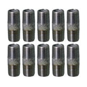 Supply Giant 2-1/2" x 4-1/2", Steel Pipe, pre cut Industrial Pipe, Threaded Pipe Nipples and Fittings, Build Vintage DIY Furniture, Galvanized (Pack Of 10)