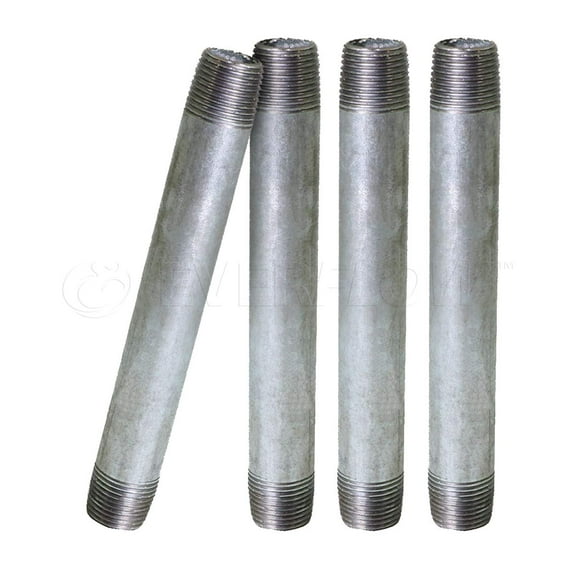 Supply Giant 2-1/2" x 7", Steel Pipe, pre cut Industrial Pipe, Threaded Pipe Nipples and Fittings, Build Vintage DIY Furniture, Galvanized (Pack Of 4)