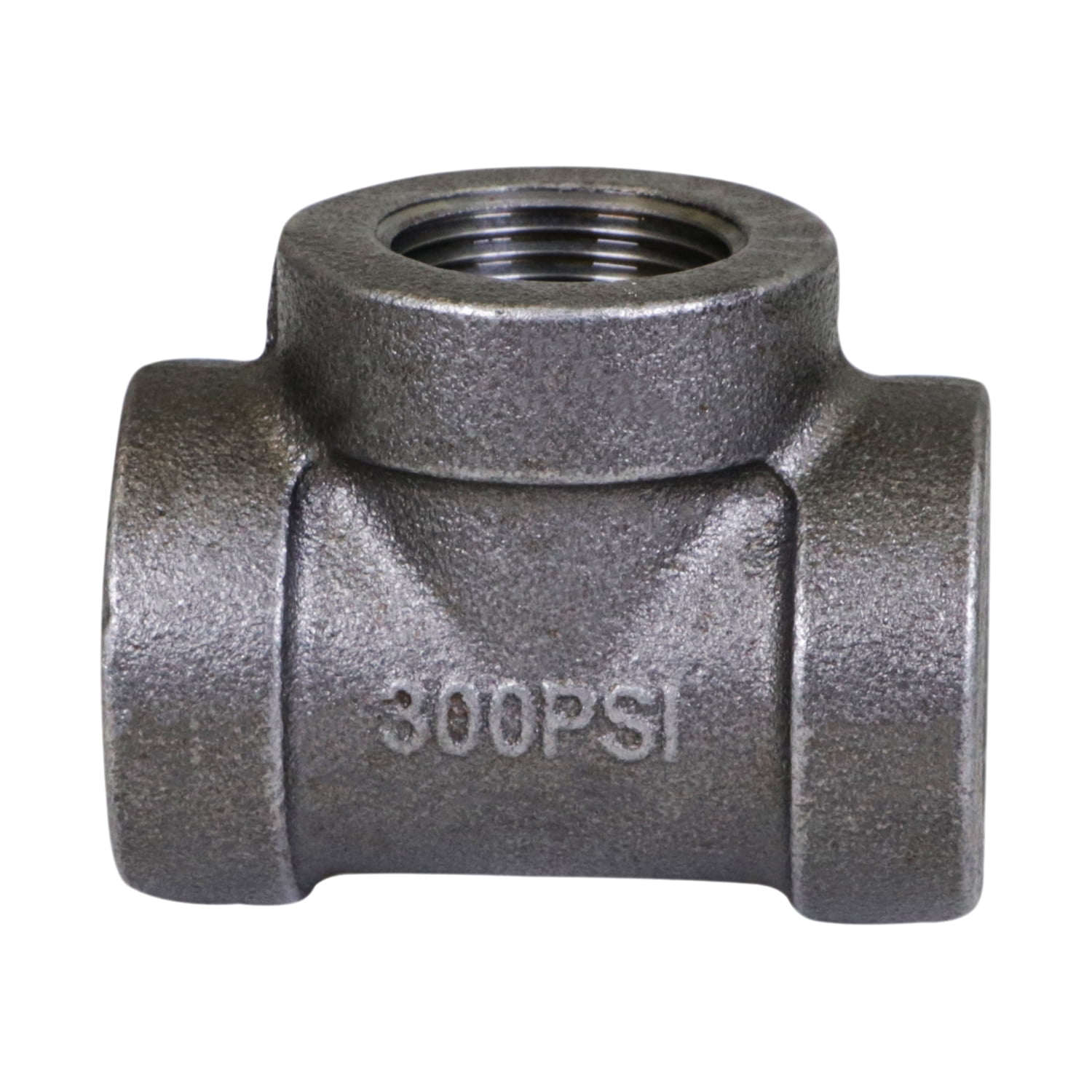 Supply Giant 2" Black Pipe Fitting Tee for Industrial Piping or DIY Projects, Cast Iron