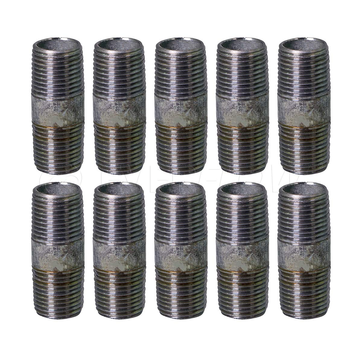 Supply Giant 2" x 3-1/2", Steel Pipe, pre cut Industrial Pipe, Threaded Pipe Nipples and Fittings, Build Vintage DIY Furniture, Galvanized (Pack Of 10)