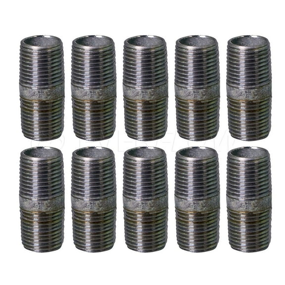 Supply Giant 3/4" x 1-1/2", Steel Pipe, pre cut Industrial Pipe, Threaded Pipe Nipples and Fittings, Build Vintage DIY Furniture, Galvanized (Pack Of 10)