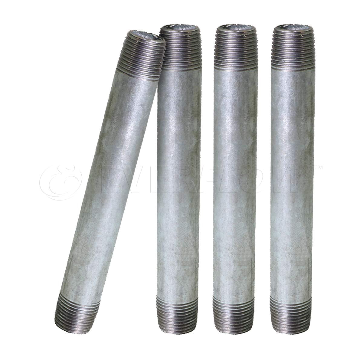 Supply Giant 3/4" x 7-1/2", Steel Pipe, pre cut Industrial Pipe, Threaded Pipe Nipples and Fittings, Build Vintage DIY Furniture, Galvanized (Pack Of 4)