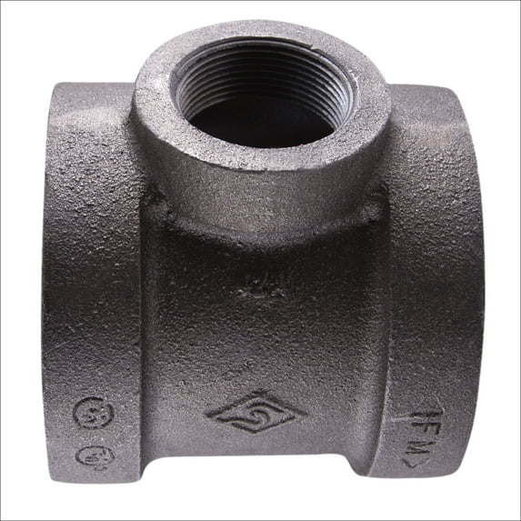 Supply Giant 3" x 3" x 2" BLack Pipe Fitting Reducing Tee Cast Iron