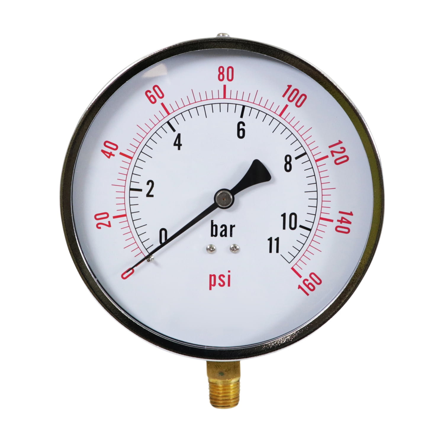 Supply Giant 4.5" Utility Dry Water Pressure Gauge 160 PSI, 1/4" NPT Lower Mount