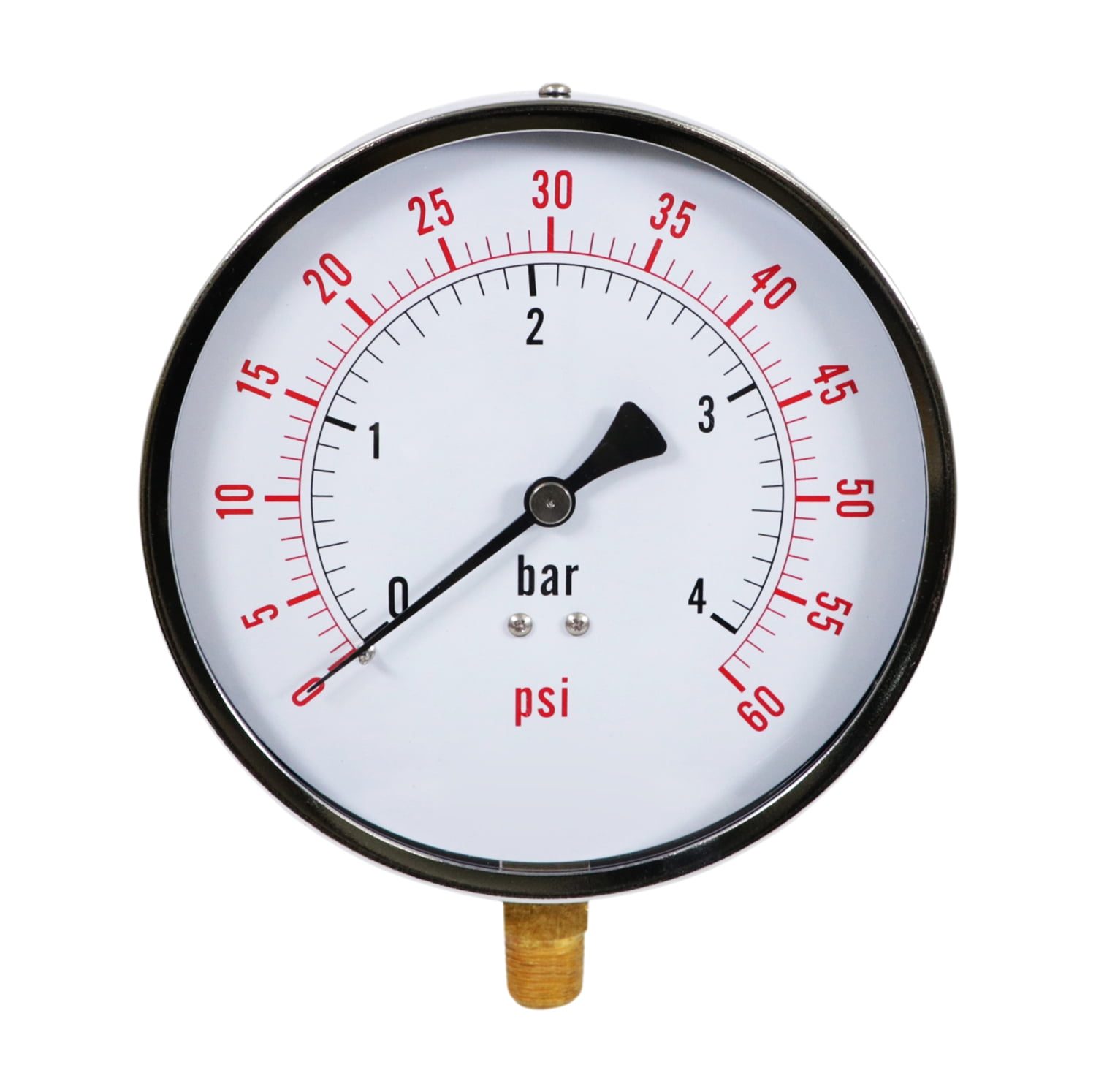 Supply Giant 4.5" Utility Dry Water Pressure Gauge 60 PSI, 1/4" NPT Lower Mount