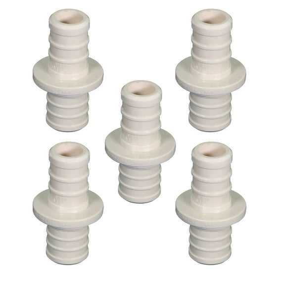 Supply Giant 5-100PPCP Plastic PEX Poly Alloy Straight Coupling Barb Pipe Fitting 1 Inch Pack of 5