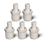Supply Giant 5-12PPMA Plastic PEX Poly Alloy Adapter Pex x MPT Barb Pipe Fitting 1/2 Inch Pack of 5